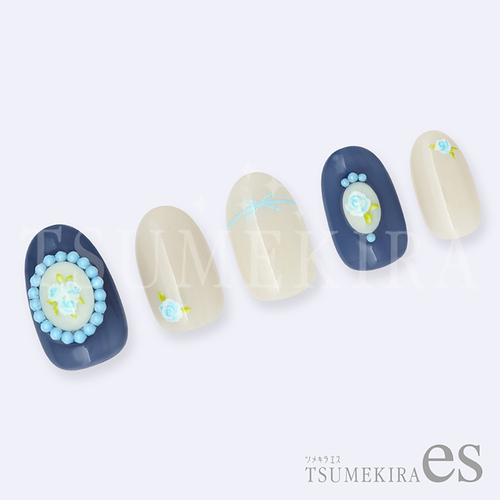 ツメキラes 小花 ブルー ES-SFL-003