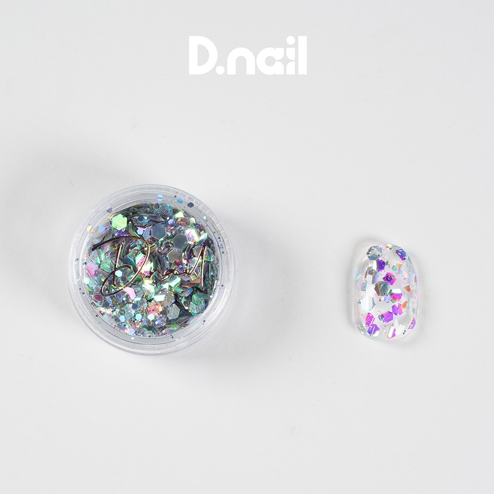 D.nail フレアバブルグリッター 1g 01 #8899 シルバーレイ