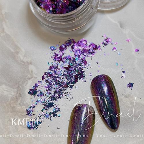 D.nail カメレオンミラーフレークパウダー KMF01L パープル&ブルー&オレンジ #984