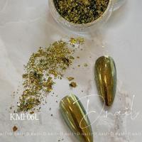 D.nail カメレオンミラーフレークパウダー KMF06L ゴールド&エメラルド #989