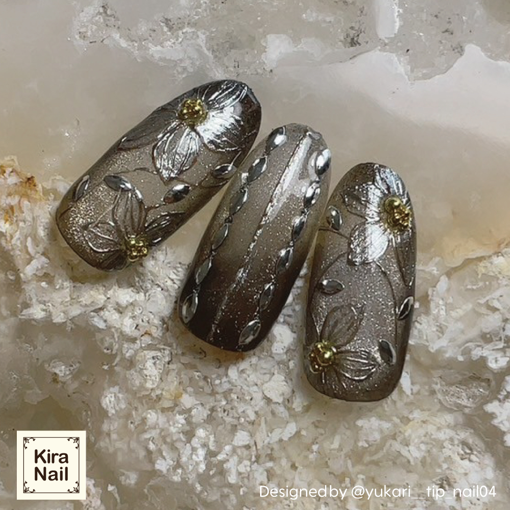 KiraNail リーフ型くりぬきスタッズ 3.0mm シルバー 500P ST-5SH-L30