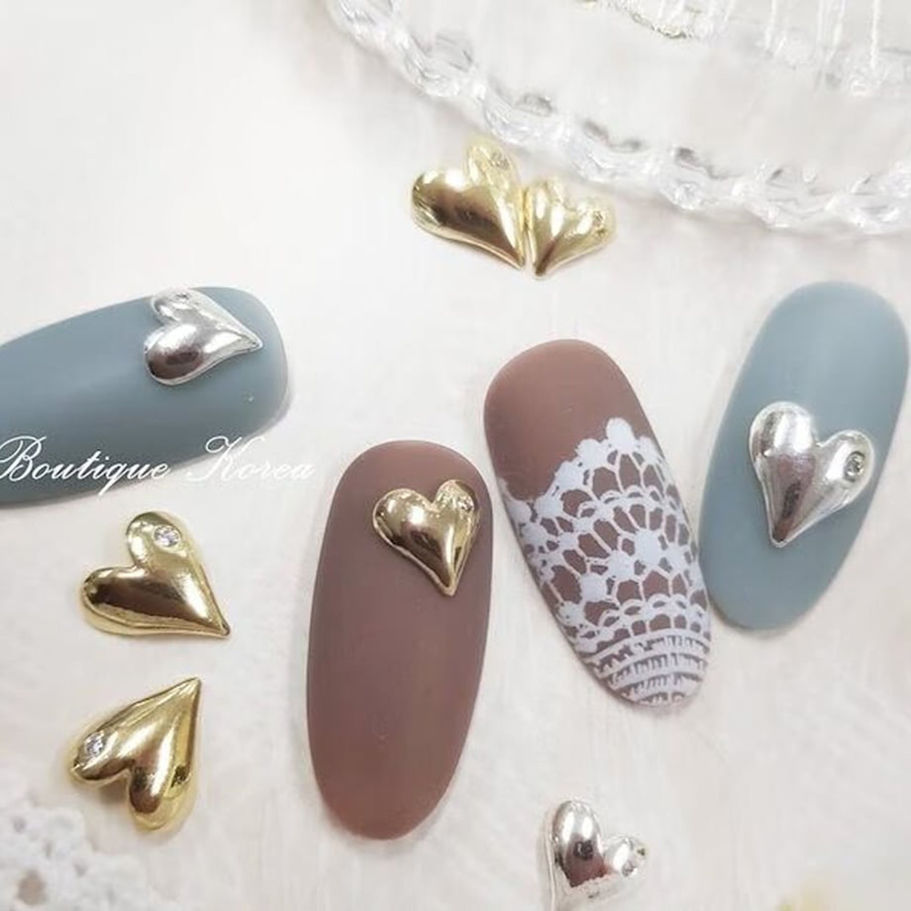 Boutique Korea メタルとんがりハート大 1P JP1-106 シルバー