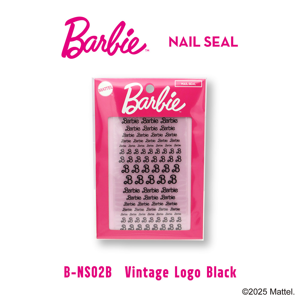 ●Barbie ネイルシール NS02B ビンテージロゴ ブラック