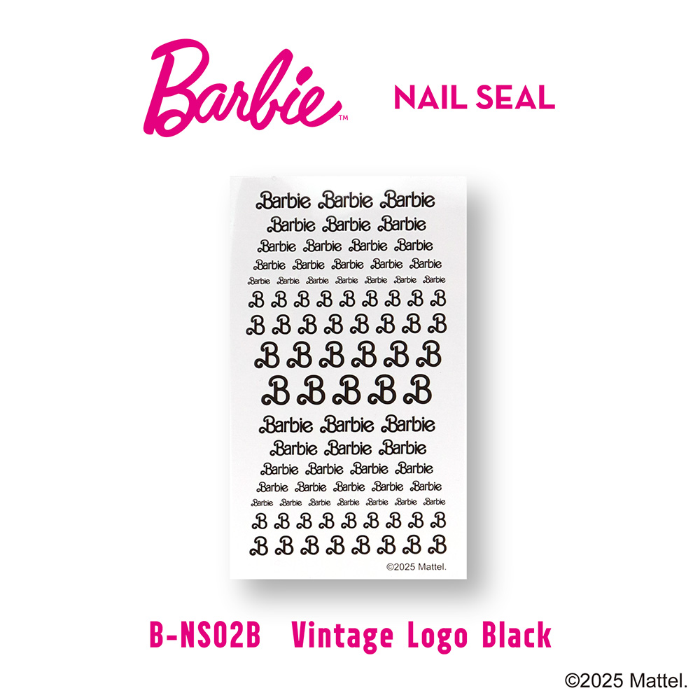 ●Barbie ネイルシール NS02B ビンテージロゴ ブラック