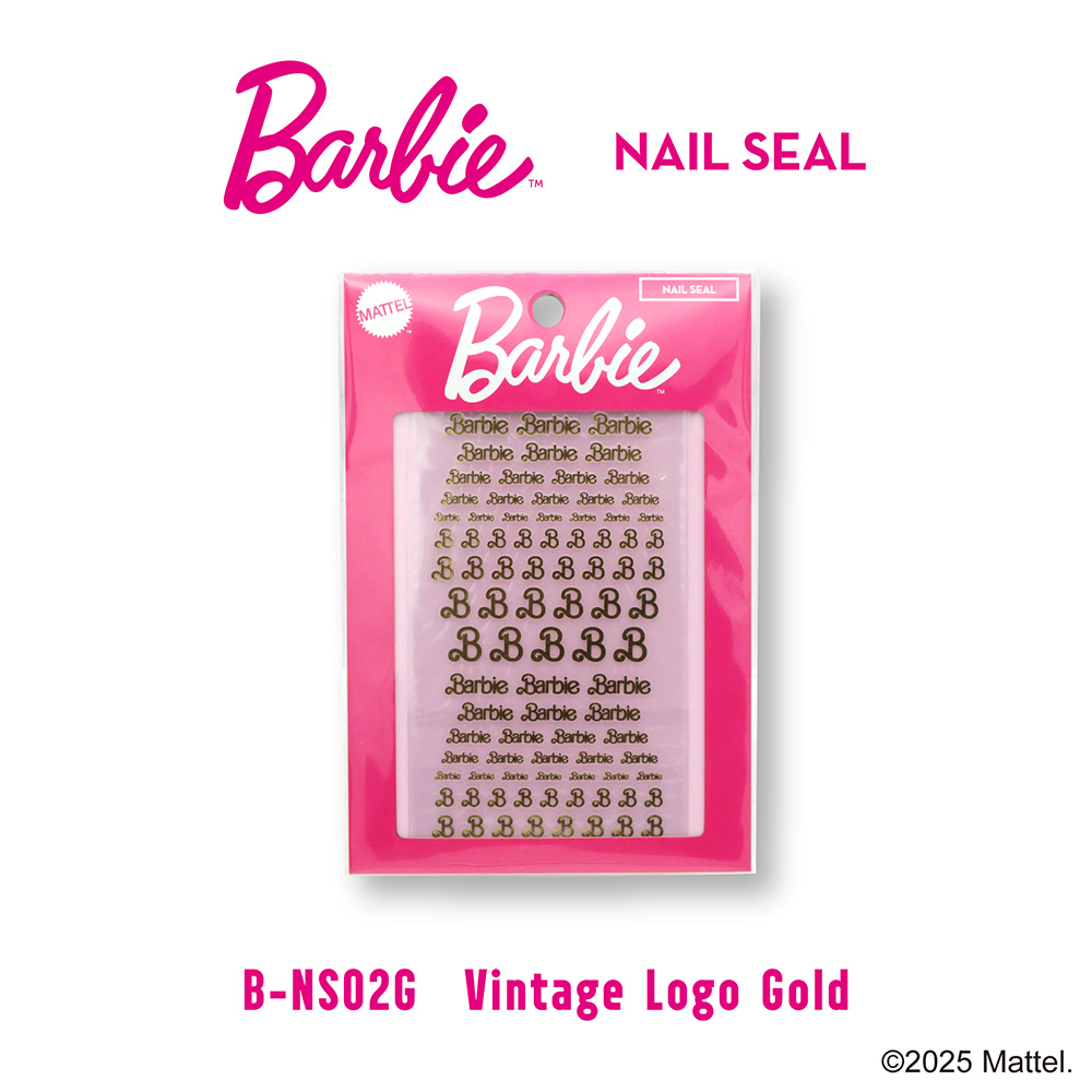●Barbie ネイルシール NS02G ビンテージロゴ ゴールド