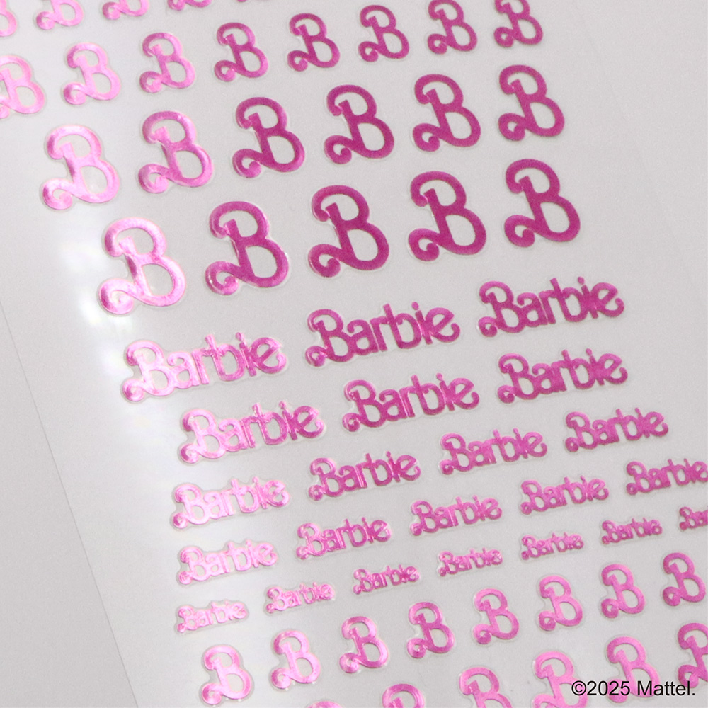 ●Barbie ネイルシール NS02MP ビンテージロゴ メタリックピンク