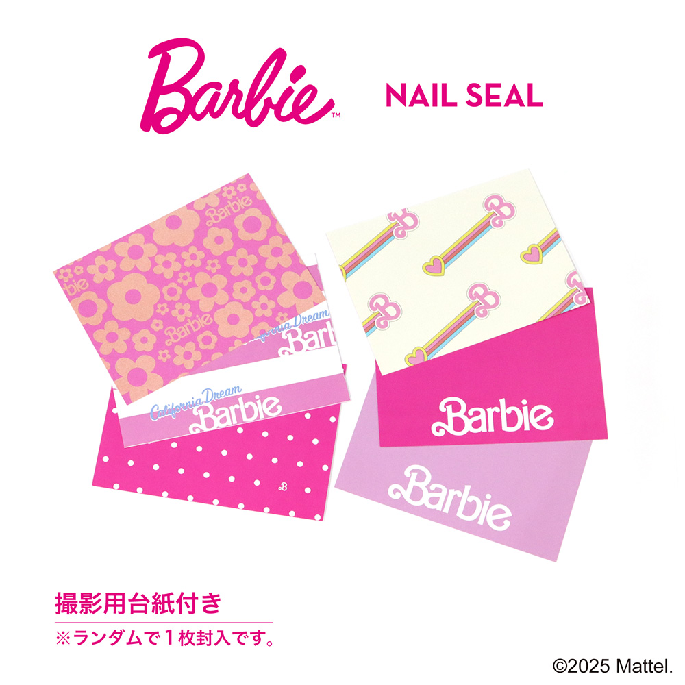 ●Barbie ネイルシール NS02MP ビンテージロゴ メタリックピンク