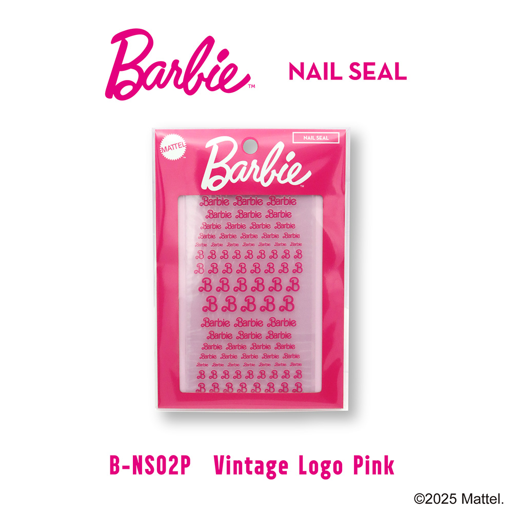 ●Barbie ネイルシール NS02P ビンテージロゴ ピンク