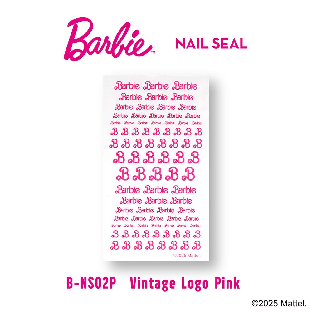 ●Barbie ネイルシール NS02P ビンテージロゴ ピンク