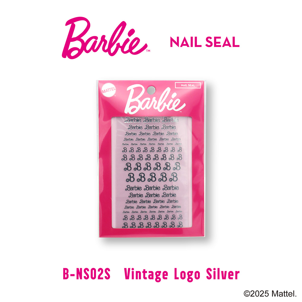 ●Barbie ネイルシール NS02S ビンテージロゴ シルバー