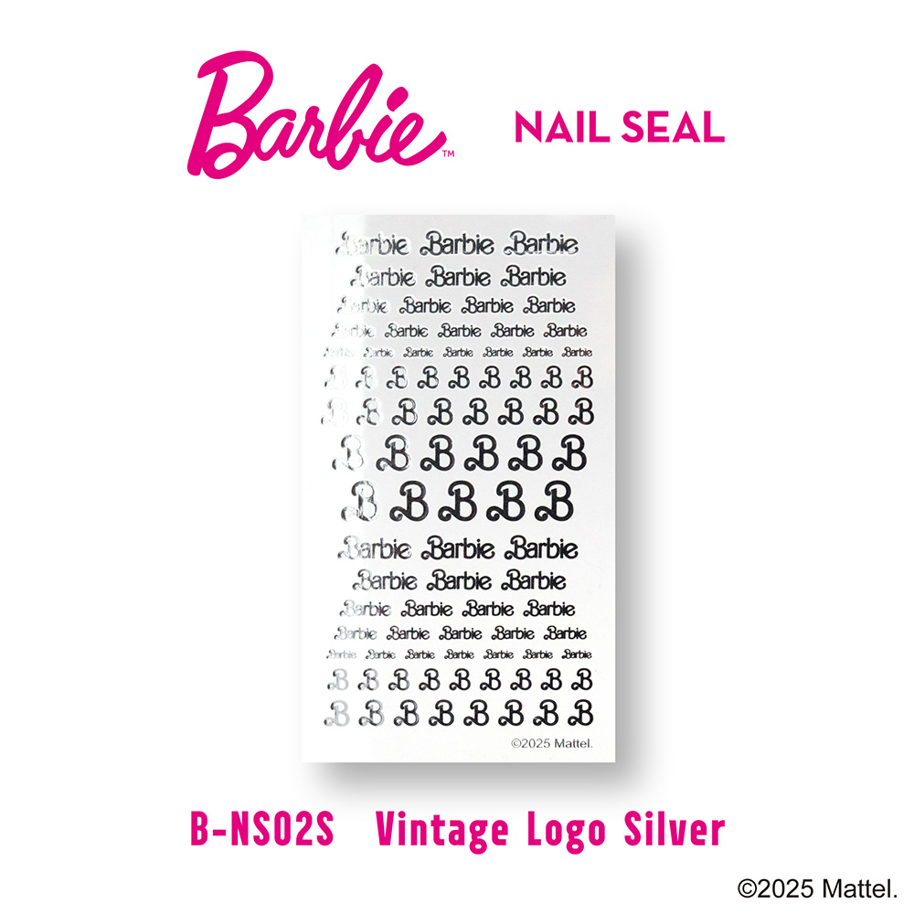 ●Barbie ネイルシール NS02S ビンテージロゴ シルバー