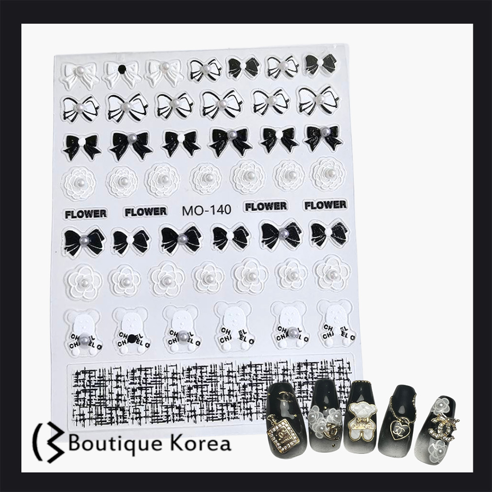 Boutique Korea モノトーンくまさんリボンシール MO-140