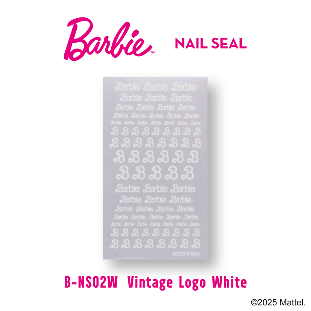 Barbie ネイルシール NS02W ビンテージロゴ ホワイト
