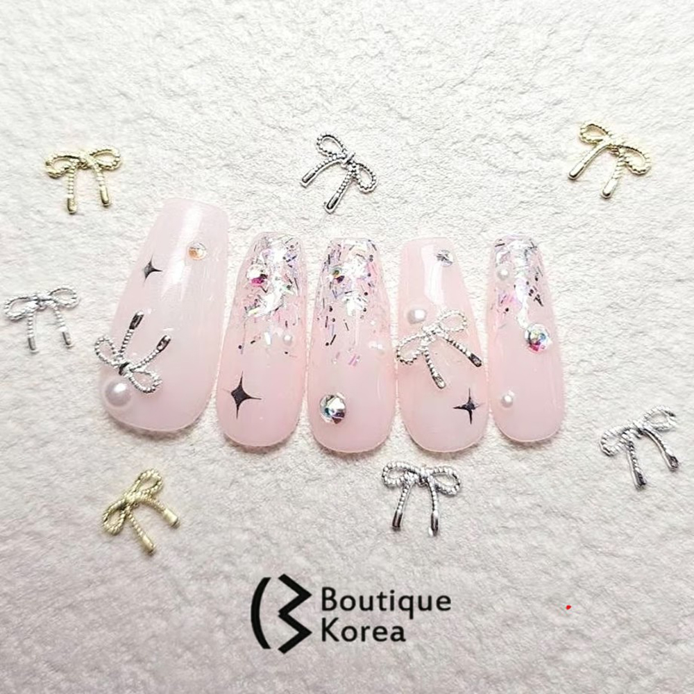 Boutique Korea ガーリーリボンパーツ ミニ 8P HO-332 シルバー
