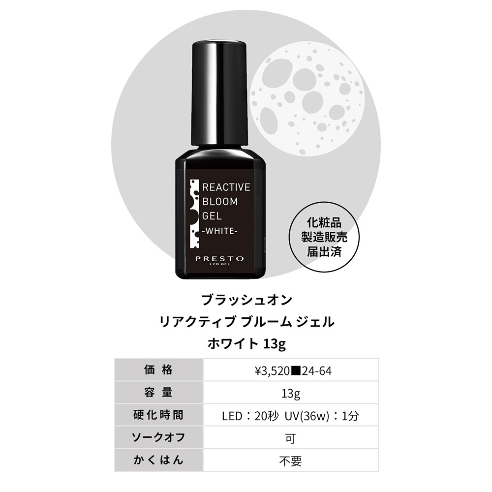PRESTO ブラッシュオン リアクティブ ブルーム ジェル 13g ホワイト
