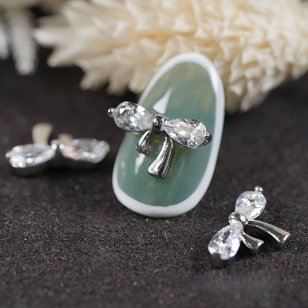 D.nail ジュエリービジューパーツ DS-68 クリスタルリボン 2P #8579