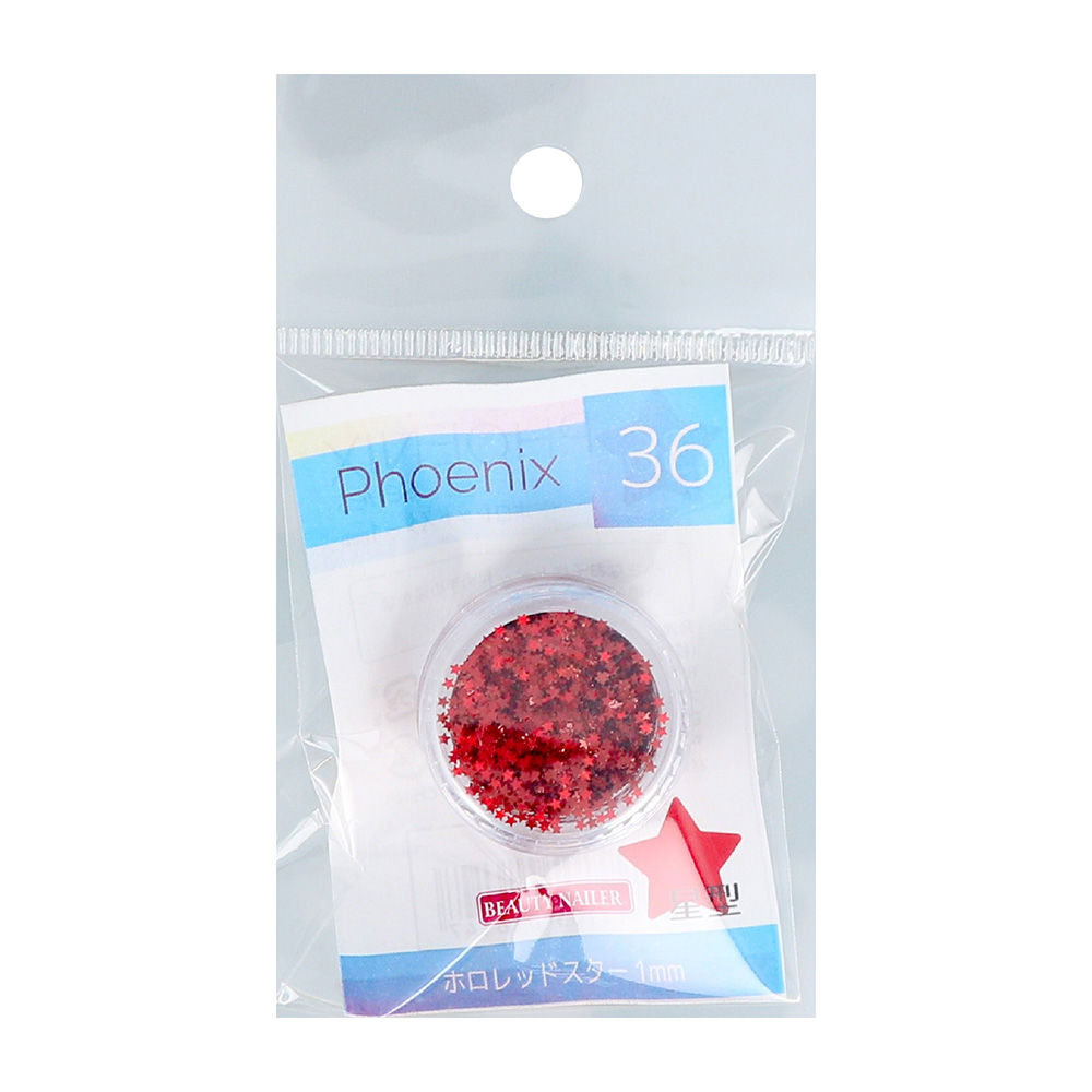 BEAUTY NAILER フェニックスシリーズ ホロレッド スター 1mm PHX-36