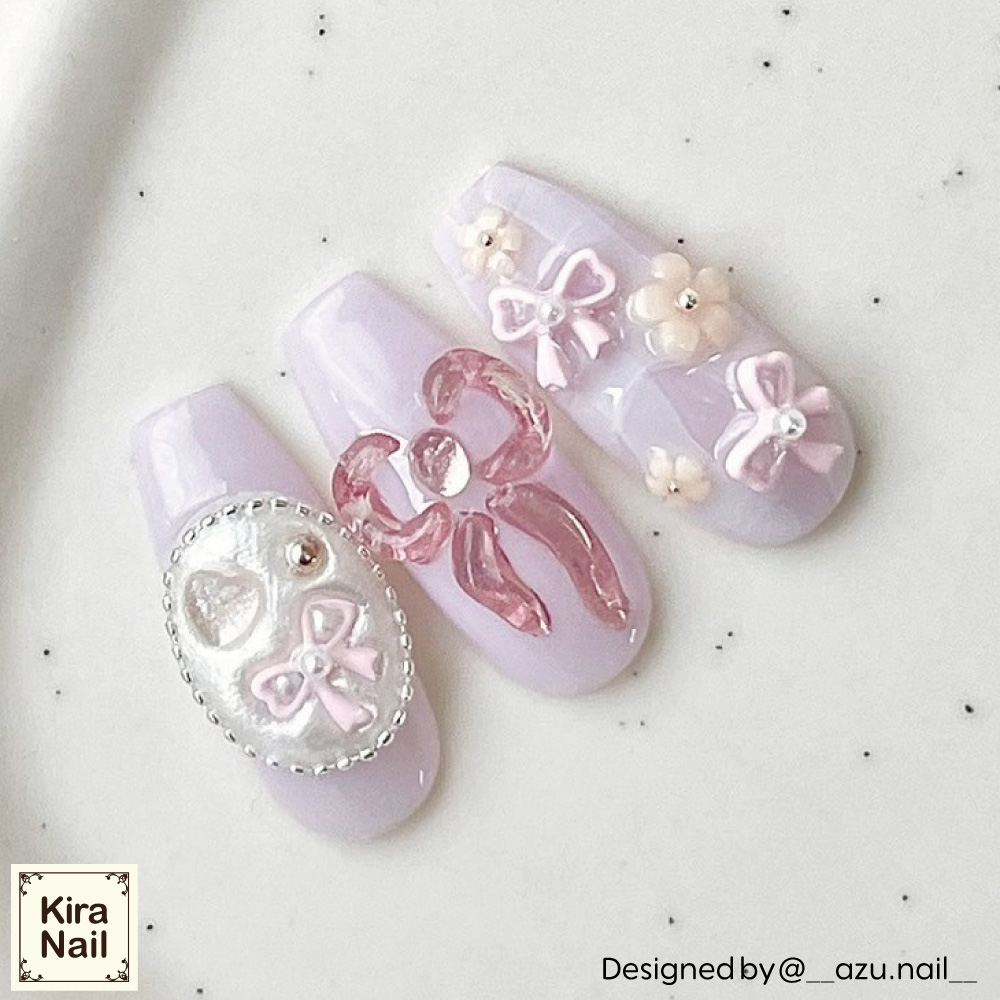 KiraNail リボンフルール ピンク 6×7.2mm 5個入 PA-RFL-PIN