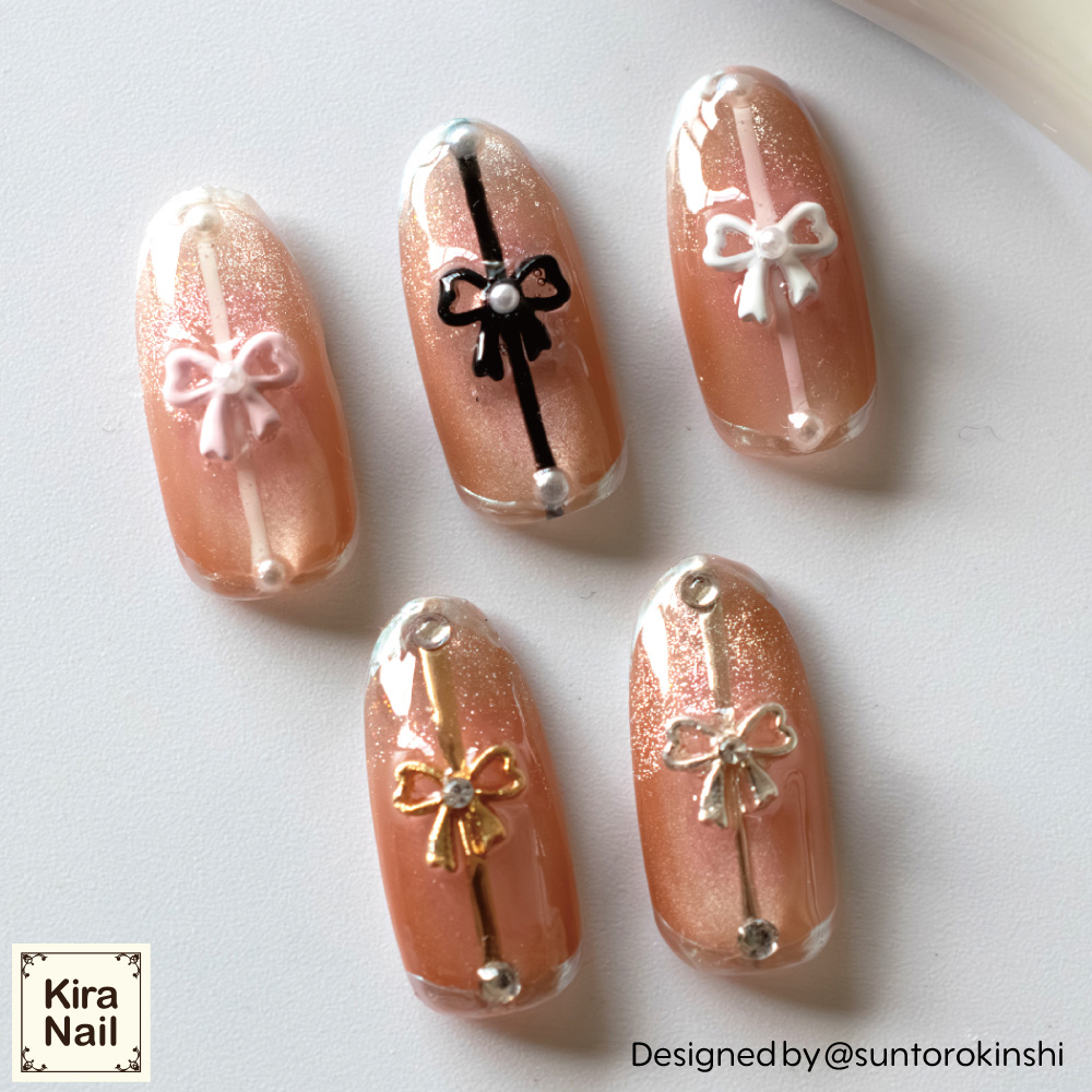 KiraNail リボンフルール ピンク 6×7.2mm 5個入 PA-RFL-PIN