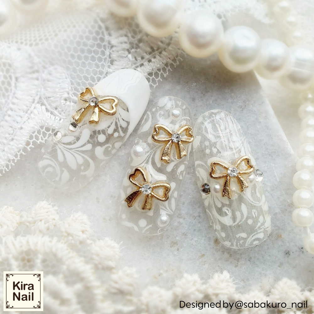 KiraNail リボンフルール ゴールド 6×7.2mm 5個入 PA-RFL-GOL