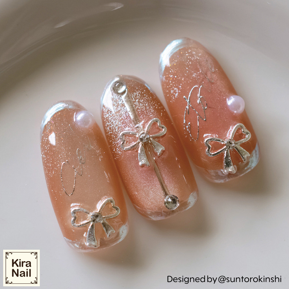 KiraNail リボンフルール シルバー 6×7.2mm 5個入 PA-RFL-SHI