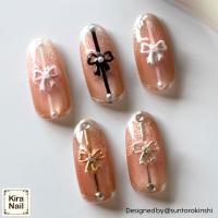 KiraNail リボンフルール シルバー 6×7.2mm 5個入 PA-RFL-SHI