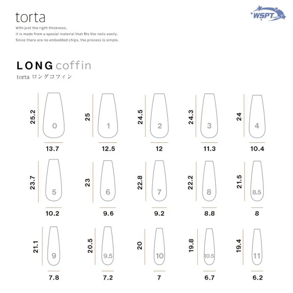 WSPT JAPAN トルタ エクステンションチップ 240Tip'sロングコフィンTOP2603
