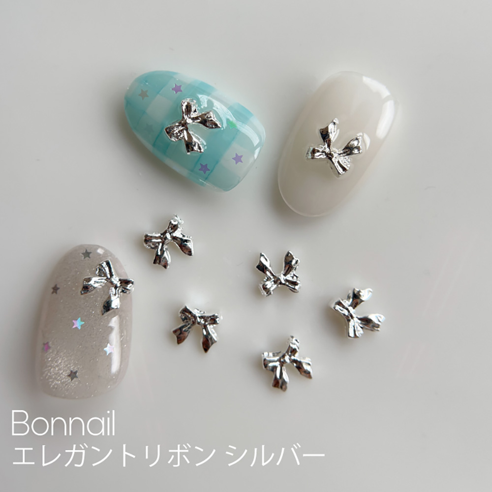 Bonnail エレガントリボン シルバー 4pcs