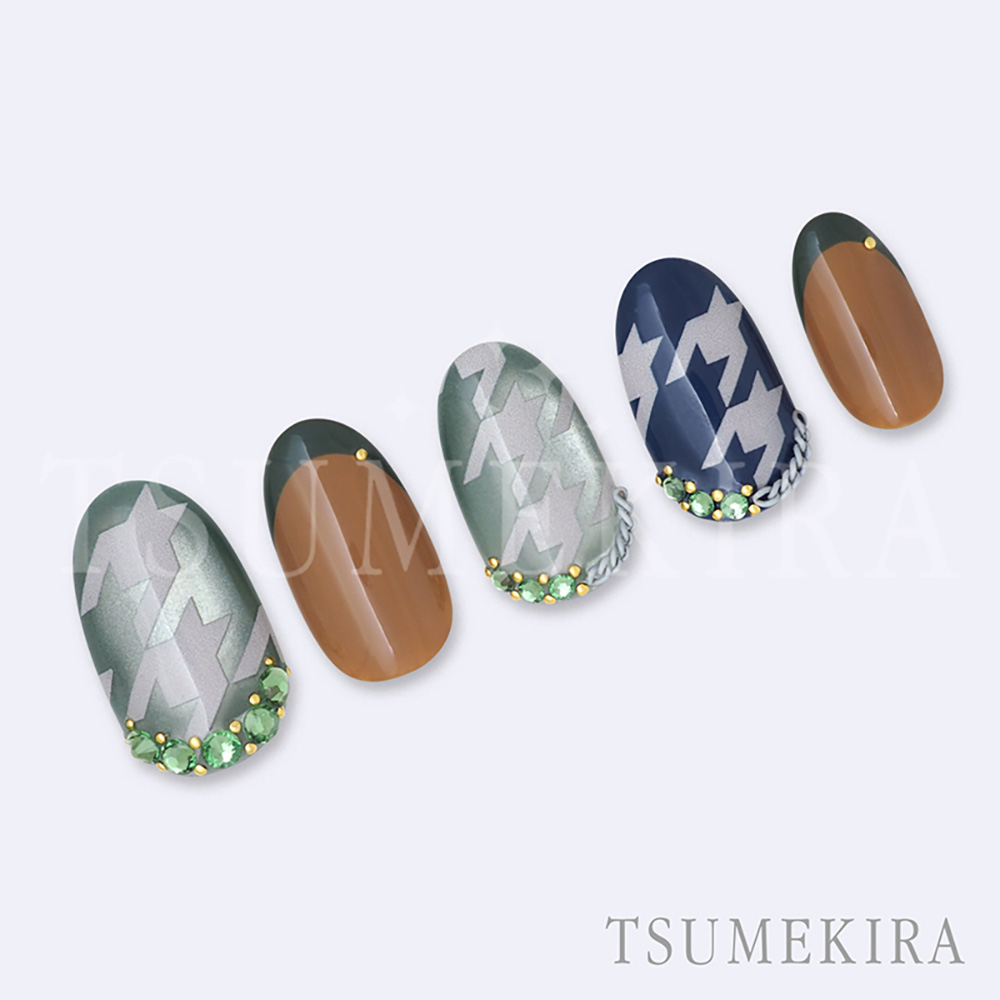 ツメキラ 千鳥格子 グランデ モカ&グレー NN-FKO-005