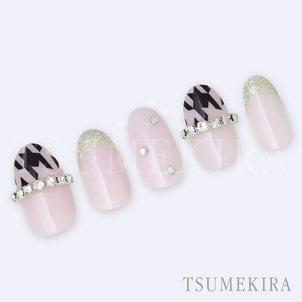 ツメキラ 千鳥格子 グランデ ホワイト&ブラック NN-CDR-008