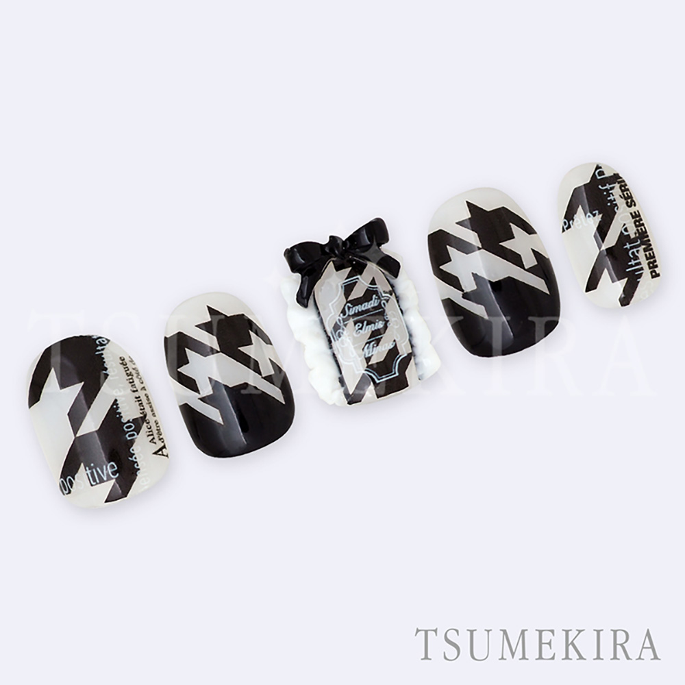 ツメキラ 千鳥格子 グランデ ホワイト&ブラック NN-CDR-008