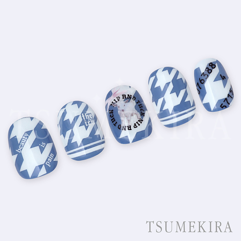 ツメキラ 千鳥格子 グランデ ホワイト&ブラック NN-CDR-008