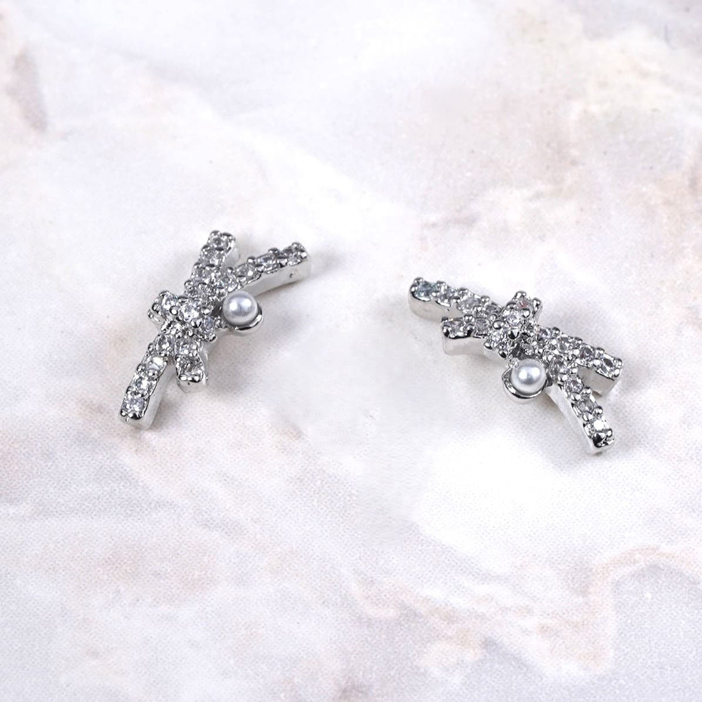 D.nail ジュエリービジューパーツ DS-107 ジュエリーパールリボン 2P #8604