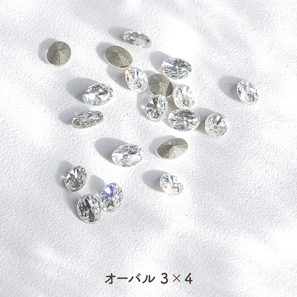 ‘ohana×DWME ホワイトクリスタル オーバル 3×4mm 100P #38359
