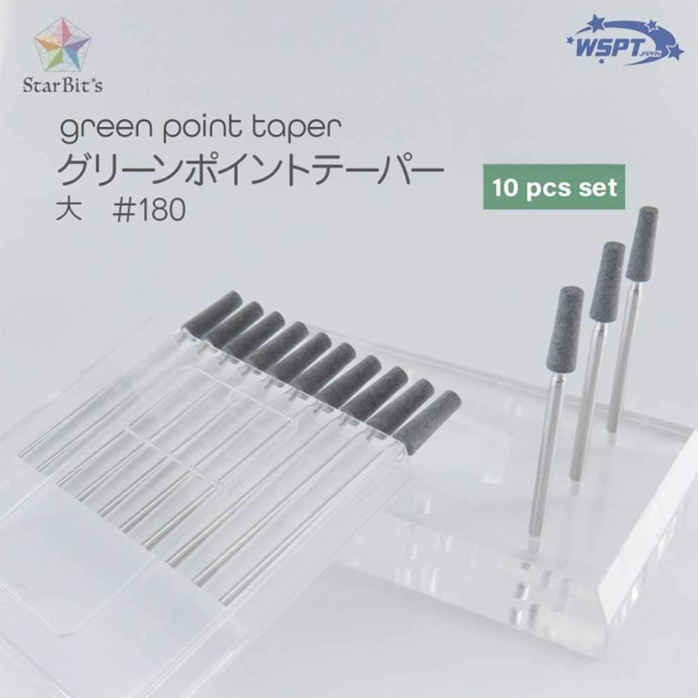 WSPT JAPAN グリーンポイントテーパー 大 #180 10本セット 砥石ビット