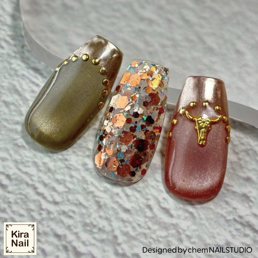 KiraNail バッファロー ゴールド 10個入り 6×6mm PA-BUF-GOL