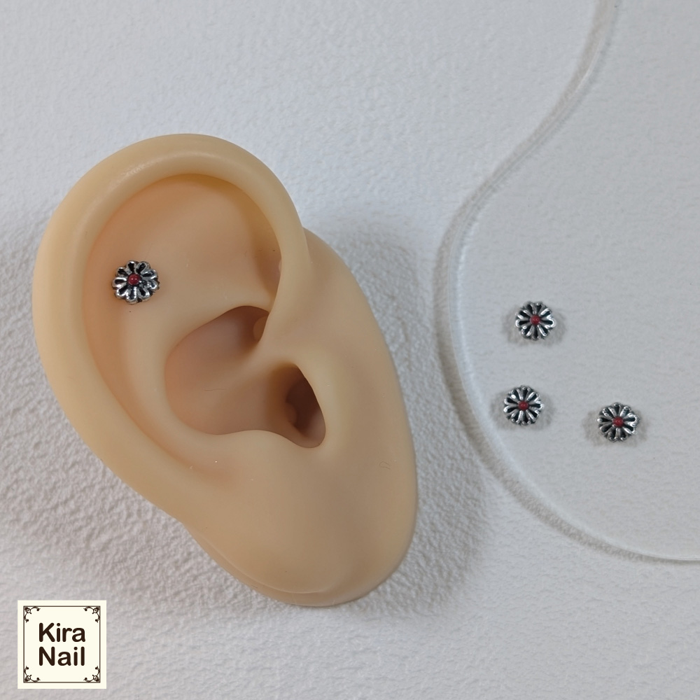 KiraNail メキシカンマーガレット シルバーレッド 5個入 PA-MMA-SRE