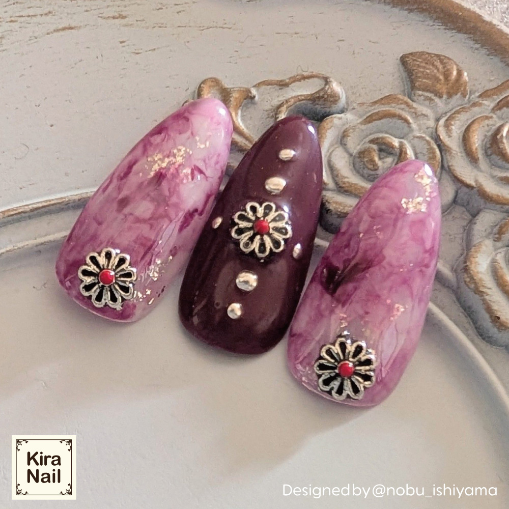 KiraNail メキシカンマーガレット シルバーレッド 5個入 PA-MMA-SRE