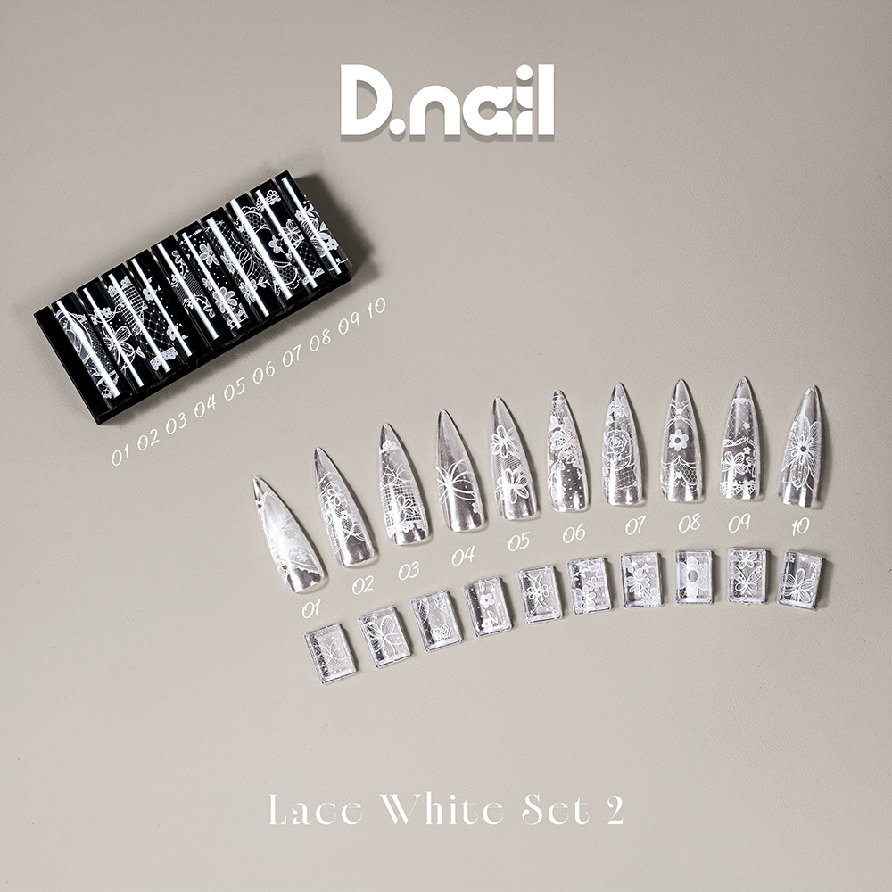 D.nail レース柄ホイル ホワイト02 (ケース付き) #38437