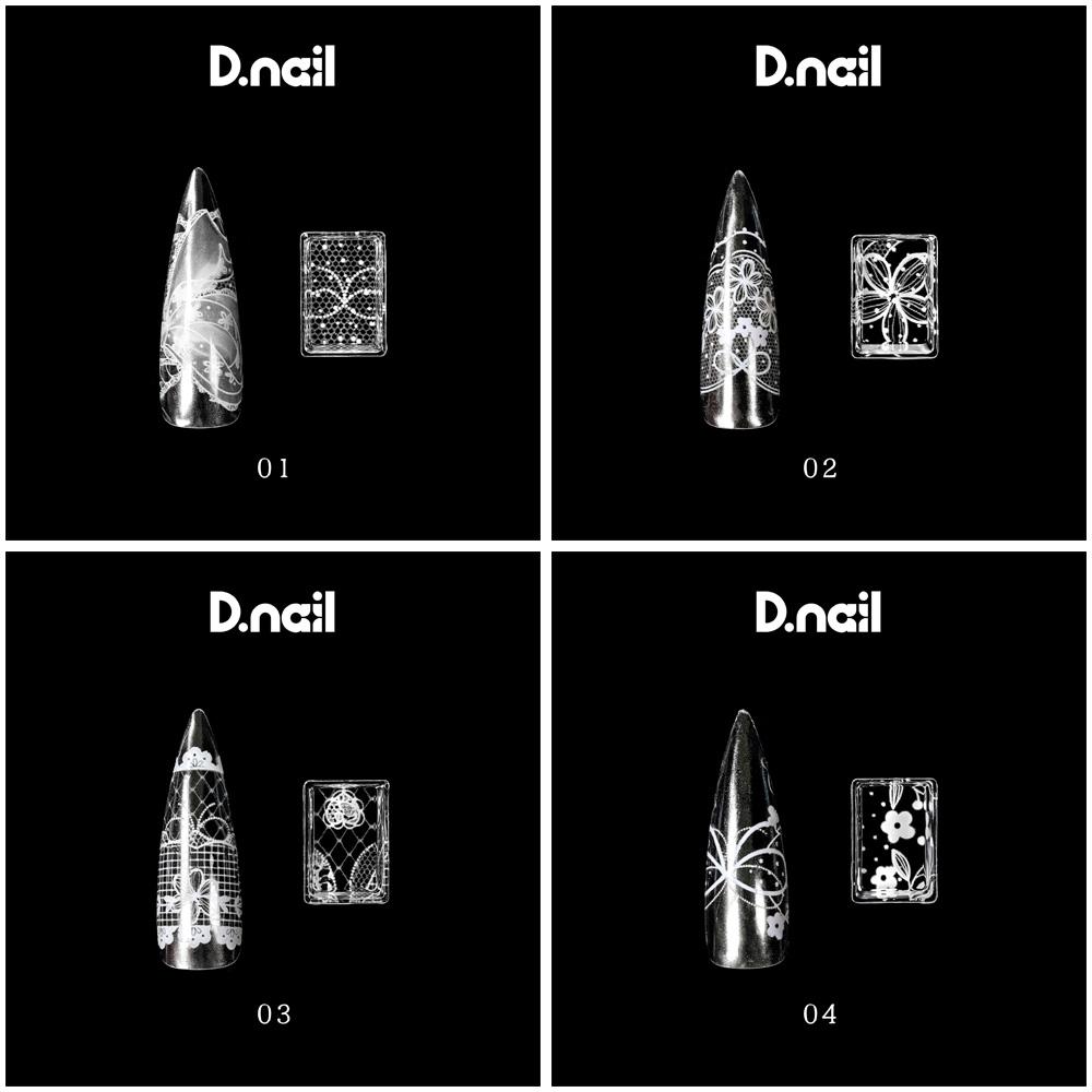 D.nail レース柄ホイル ホワイト02 (ケース付き) #38437