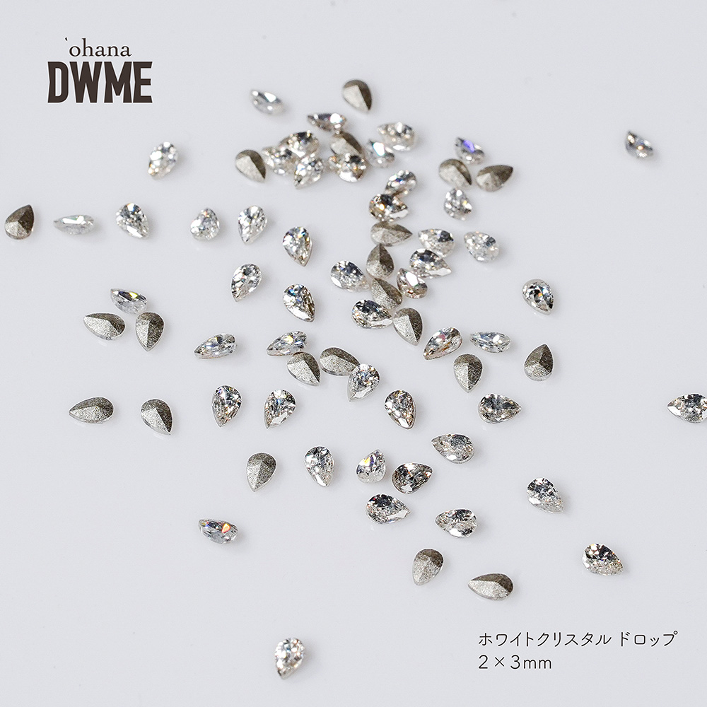 ‘ohana×DWME ホワイトクリスタル ドロップ 2×3mm 100P #38496
