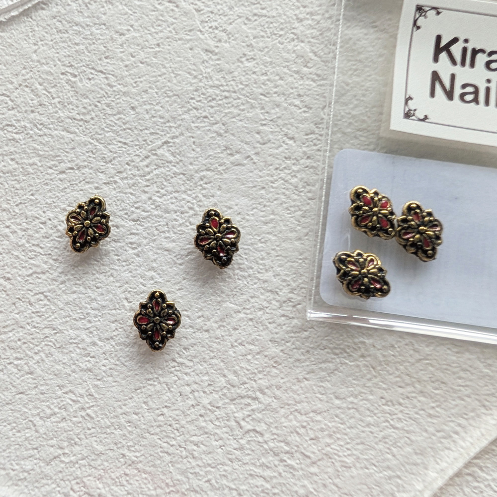 KiraNail メキシカンランパスデザイン ゴールドレッド 3個入 PA-MRD-GRE