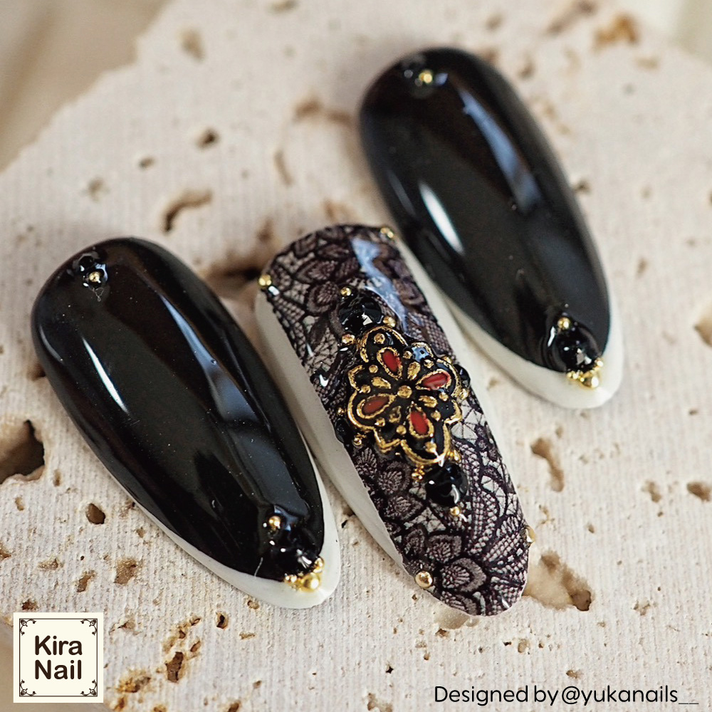 KiraNail メキシカンランパスデザイン ゴールドレッド 3個入 PA-MRD-GRE