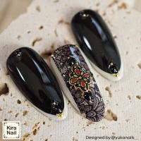 KiraNail メキシカンランパスデザイン ゴールドレッド 3個入 PA-MRD-GRE