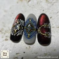 KiraNail メキシカンランパスデザイン ゴールドブルー 3個入 PA-MRD-GBL