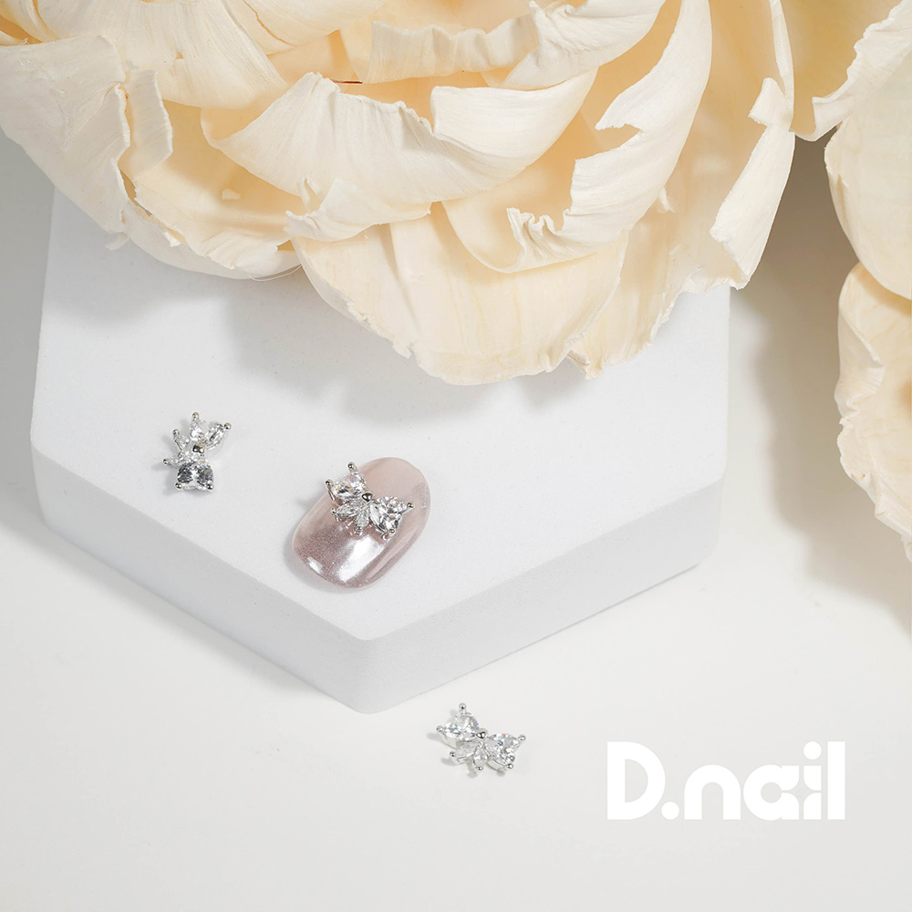 D.nail ジュエリービジューパーツ DS-114 クリスタルハートリボン 2P #8641