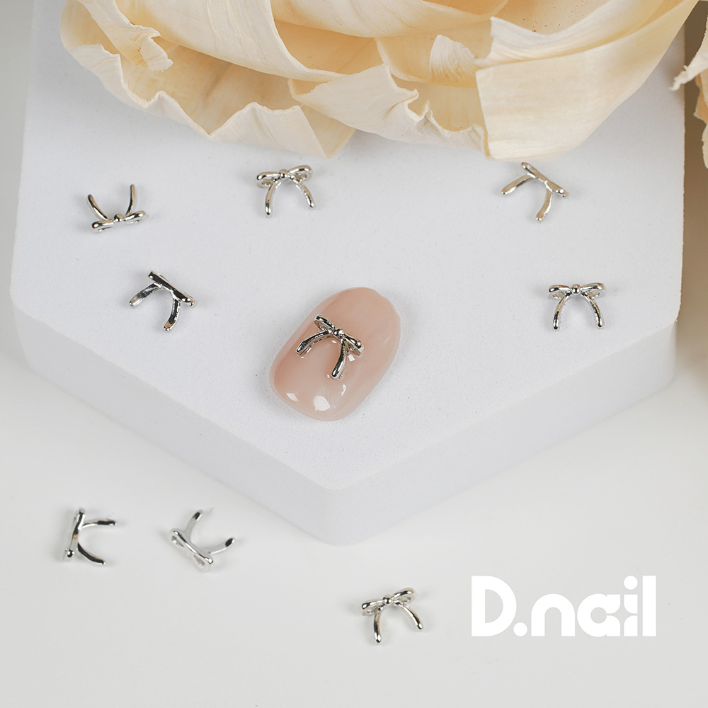 D.nail ジュエリービジューパーツ DS-120 ガールリボンシルバー 10P #8647