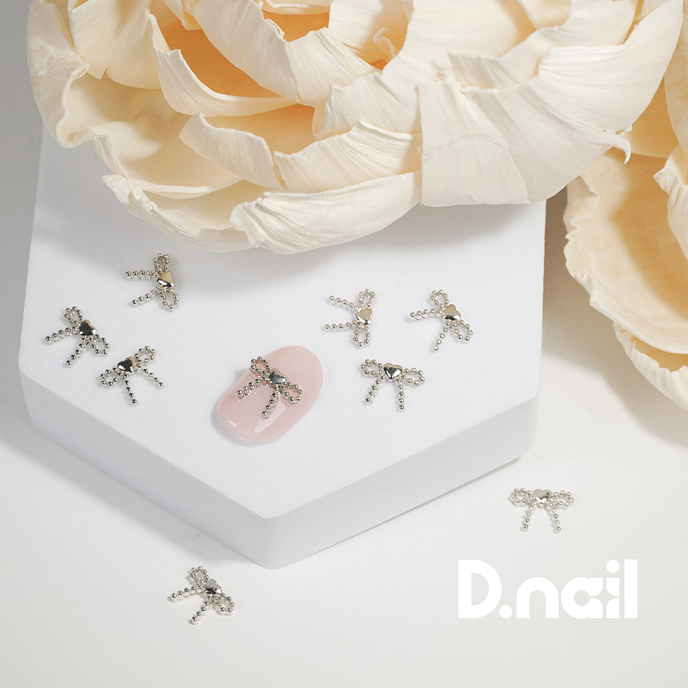 D.nail ジュエリービジューパーツ DS-122 ドットリボンハート 10P #8649
