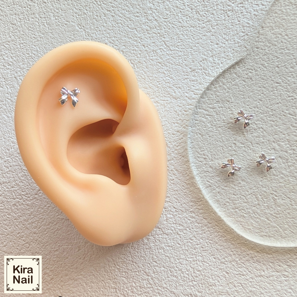 KiraNail プチPリボン シルバー 10個入 PA-PPR-SHI