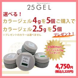 ●【新春】25GEL HAPPY SET (選べるカラージェル5個+スクエアブラシ付き)